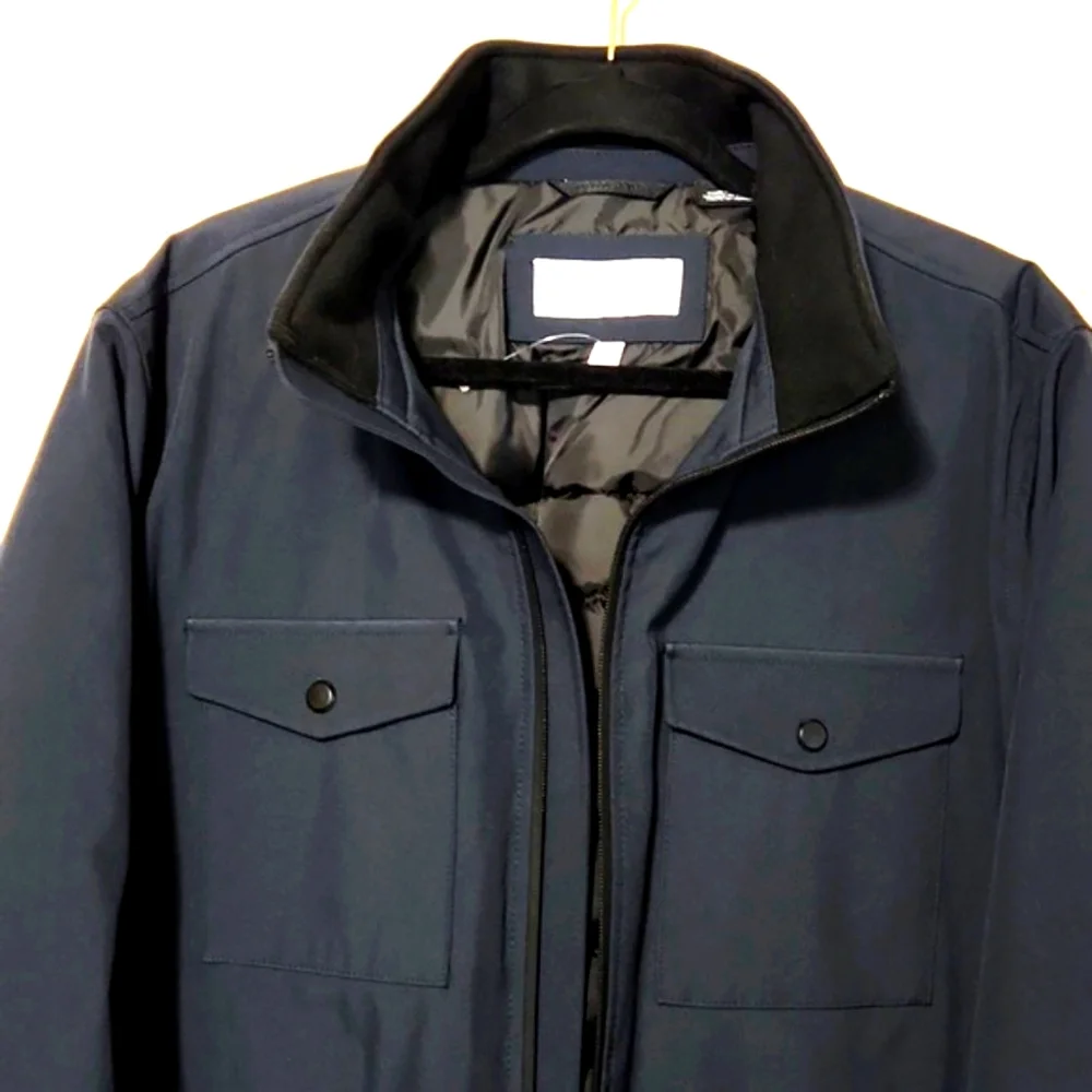 NWT! Calvin Klein Infinite Stretch Water Resistant Bomber Jacket Blue Medium - Picture 7 of 16